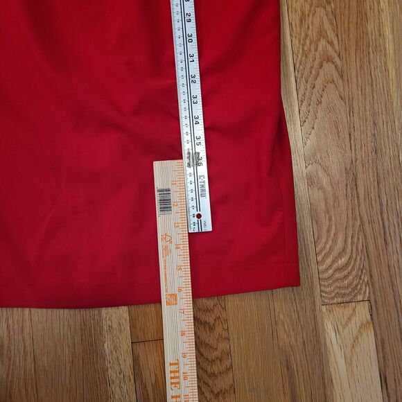 Zara One Shoulder Candy Apple Red Ruffled Pencil Dress Midi Length Holiday Sz M - Picture 12 of 13